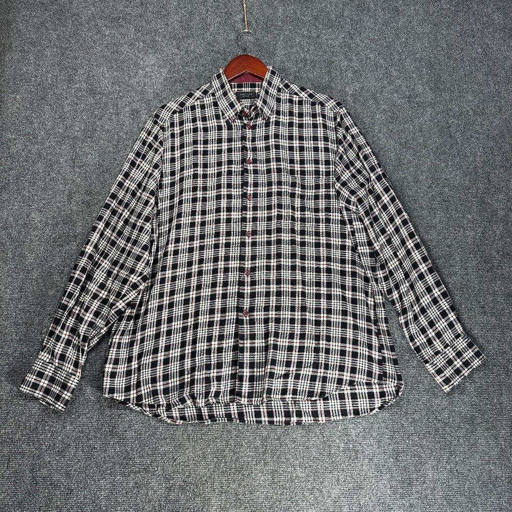 Randolph Shirt Mens Large Button Down Plaid Black White Red  Cotton Flannel